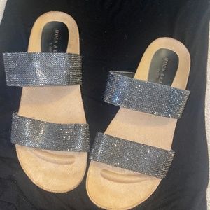 ROCK & CANDY CASHA JEWELED SLIDE SANDALS-BLACK